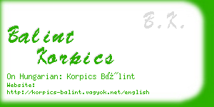 balint korpics business card
